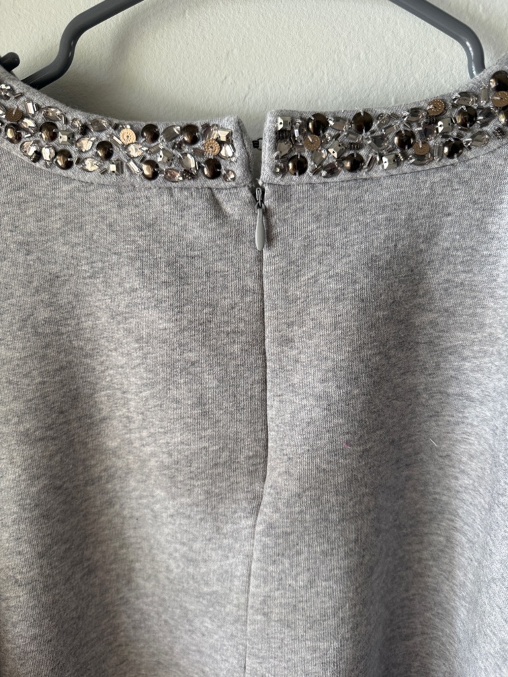 Lucky Brand embellished neckline swingy sweatshirt with back zip and raw hem - Picture 5 of 7